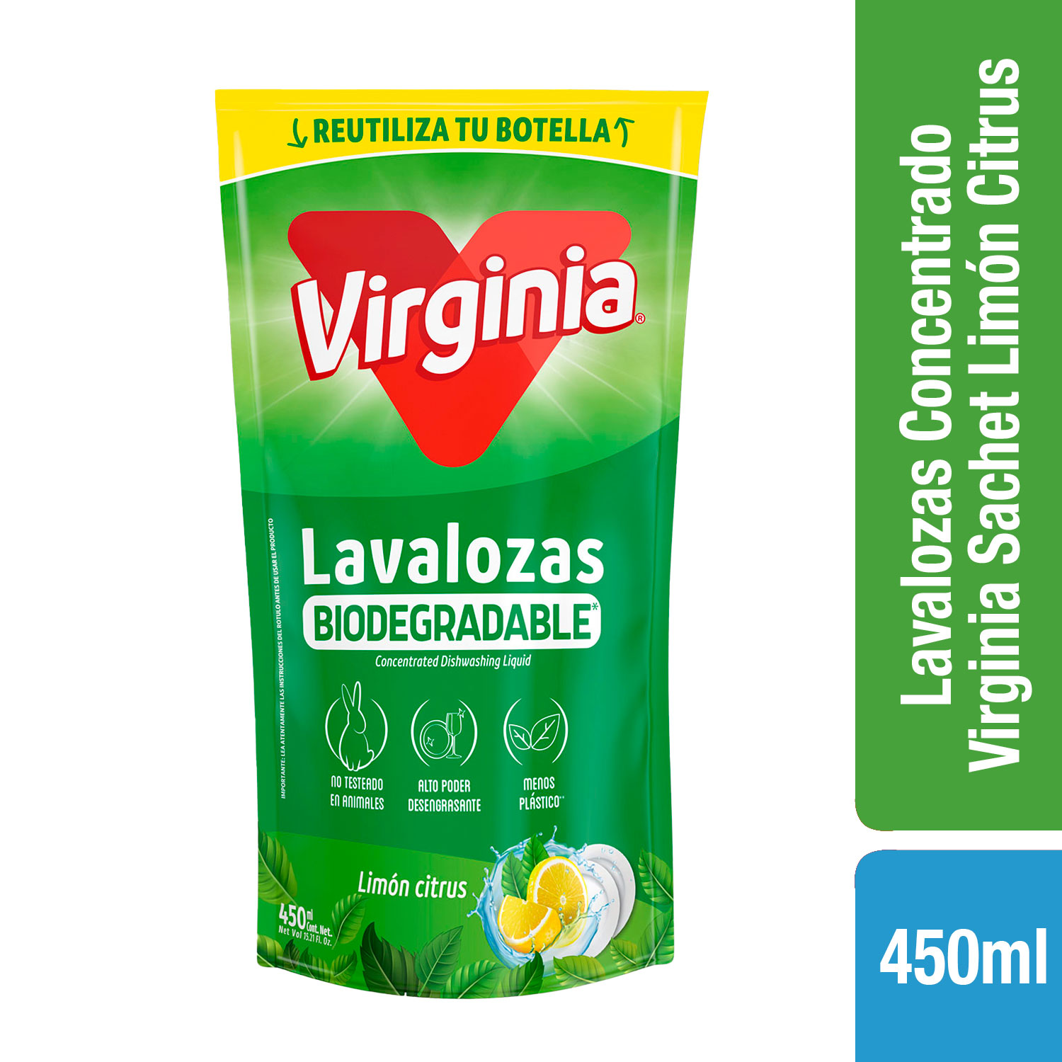 1002409_Doypack-lavalozas-450-Limon-Citrus Hero nva imagen LAVALOZAS CONCENTRADO VIRGINIA D/P LIMON X450ML. - Image 1